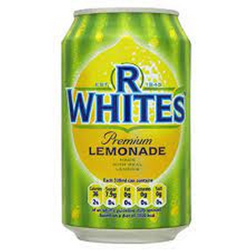 R WHITES LEMONADE CANS 330ML