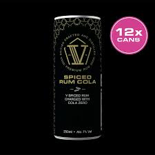 V RUM SPICED RUM & COLA CANS CANS 12 X 250ML