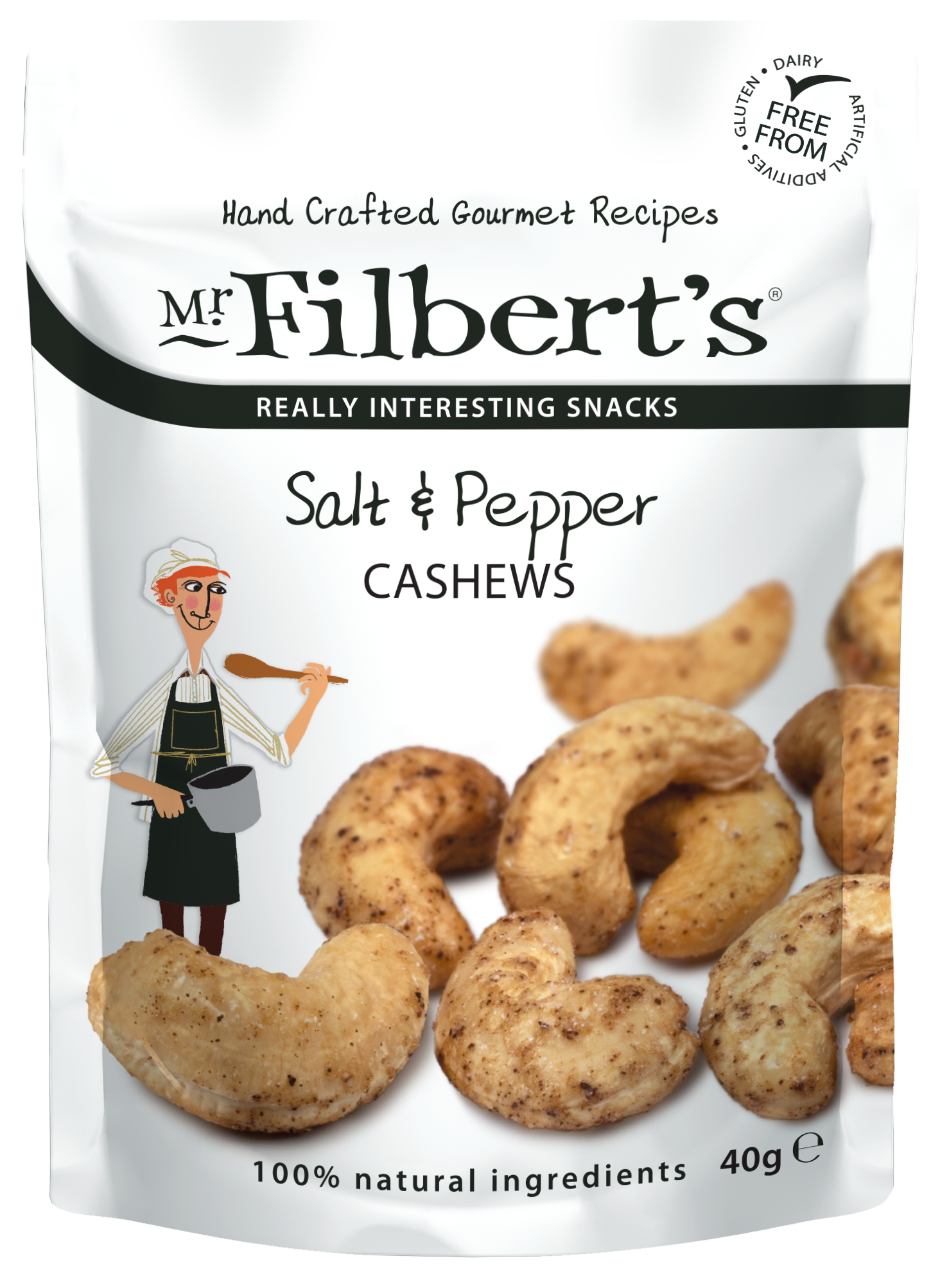 FILBERT'S SALT & PEPPER CASHEWS NUTS 20 X 40G