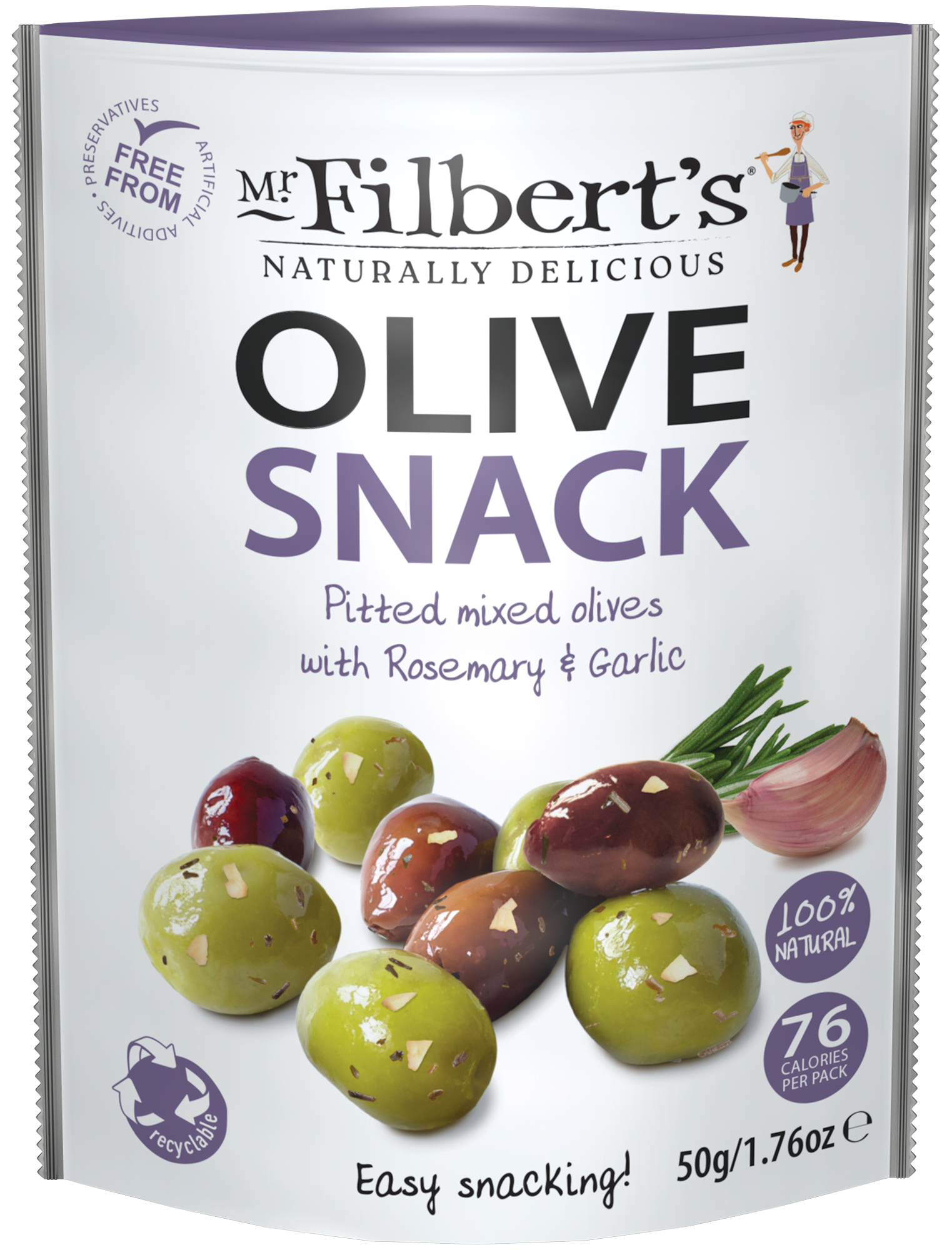 FILBERT'S MIXED OLIVES ROSEMARY & GARLIC 12 X 50G